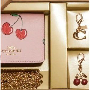 NWT Boxed Mini Wallet on a Chain with Heart Cherry Print